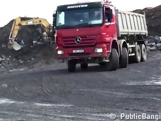 A Very Cute Blonde Young Lady Is Fucked In Public Threesome At A Construction Site Hd